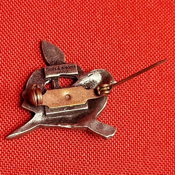 Birds and Blooms Silver Tone Pewter Bird on a Branch Lapel Pin 2002 - Picture 7 of 11